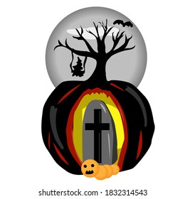 pumpkin black red halloween illustration vector