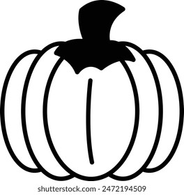 A pumpkin with a black stem and a black top