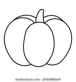 pumpkin black white autumn line doodle garden element icon vegetable vector illustration