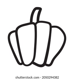 Icono de calabaza blanca y negra. Esbozo de la Calabaza Doodle. Ilustración vectorial del contorno vegetal. Imagen simple monocroma. Ilustración de tinta dibujada a mano