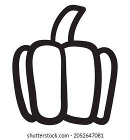 Pumpkin black and white icon. Doodle Pumpkin sketch. Vector illustration of vegetable outline. Simple monochrome image. Hand drawn ink illustration