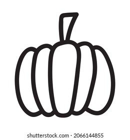 Pumpkin black and white icon. Doodle Pumpkin sketch. Vector illustration of vegetable outline. Simple monochrome image. Hand drawn ink illustration