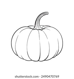 Pumpkin black and white icon. Doodle Pumpkin sketch. Vector illustration of vegetable outline. Simple monochrome image. Hand drawn ink illustration