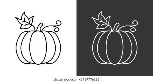 Pumpkin Black And White Icon Set Collection Pack Vector Illustration