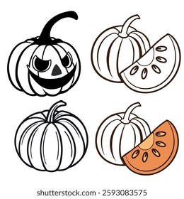 Pumpkin Black And White Vector File