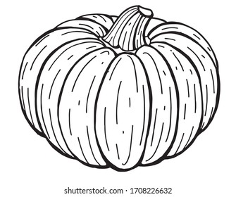 Pumpkin black and white vector graphic