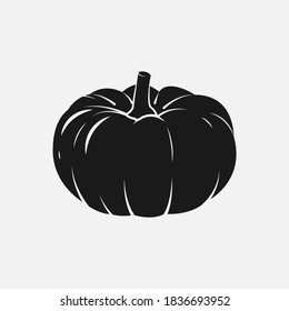 Calabaza, icono vector blanco y negro.
