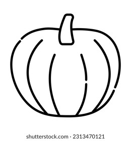 Pumpkin black and white vector line icon