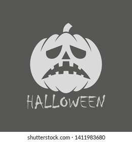 Pumpkin in black and white version with text. Halloween holiday