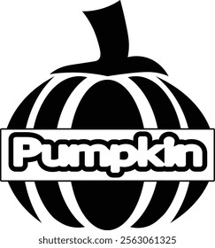 Pumpkin black and white word in middle vector