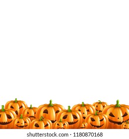Pumpkin Border White Background With Gradient Mesh, Vector Illustration