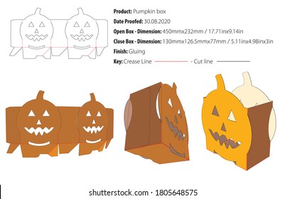 Pumpkin box packaging design template gluing die cut - vector
