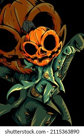 Pumpkin boy ghost vector illustration