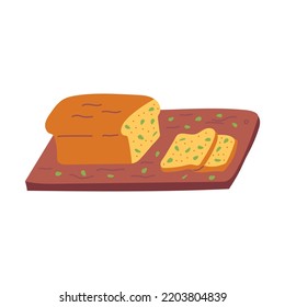 Pumpkin bread or cupcake. Thanksgiving Day collection. Flat vector illustration