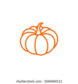 Pumpkin bright orange simplified icon. Healthy organic vegetable, fresh food sign. Natural juicy sweet gourd nutrition, simple symbol. Vector flat isolated illustration.