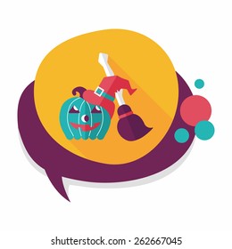 pumpkin and broom flat icon with long shadow,eps10