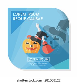 pumpkin and broom flat icon with long shadow,eps10