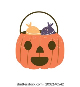 pumpkin bucket with candies icon