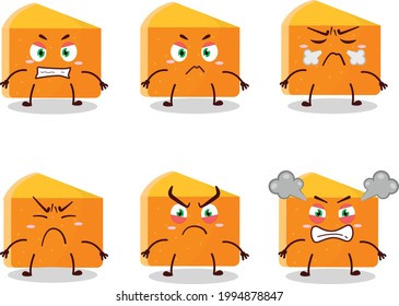 Pumpkin cake cartoon character with various angry expressions. Vector illustration