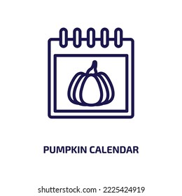 pumpkin calendar icon from other collection. Thin linear pumpkin calendar, pumpkin, collection outline icon isolated on white background. Line vector pumpkin calendar sign, symbol for web and mobile