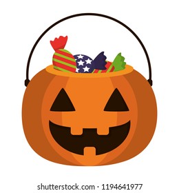 Pumpkin with candies cartoon