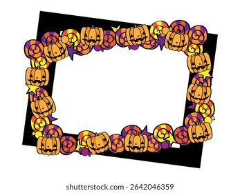 It is pumpkin and candies Halloween frame.