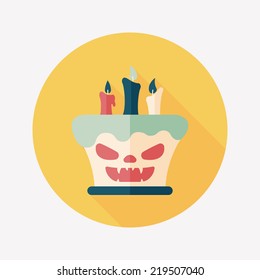 pumpkin candle flat icon with long shadow,eps10