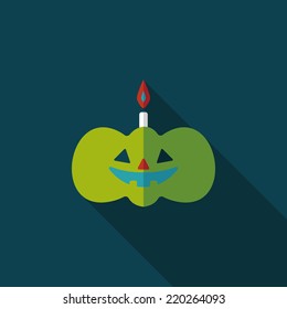 pumpkin candle flat icon with long shadow,eps10