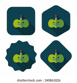 pumpkin candle flat icon with long shadow, eps10