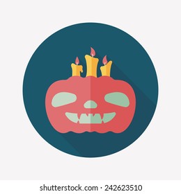pumpkin candle flat icon with long shadow,eps10