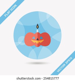 pumpkin candle flat icon with long shadow,eps10