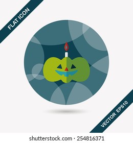pumpkin candle flat icon with long shadow,eps10