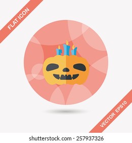 pumpkin candle flat icon with long shadow,eps10
