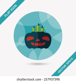 pumpkin candle flat icon with long shadow,eps10