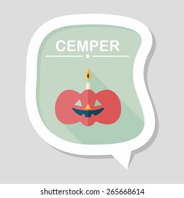 pumpkin candle flat icon with long shadow,eps10