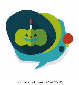 pumpkin candle flat icon with long shadow,eps10