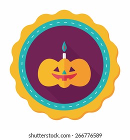 pumpkin candle flat icon with long shadow,eps10
