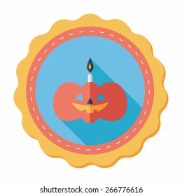 pumpkin candle flat icon with long shadow,eps10
