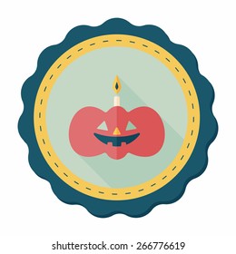 pumpkin candle flat icon with long shadow,eps10