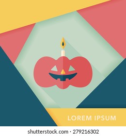 pumpkin candle flat icon with long shadow,eps10