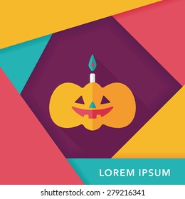 pumpkin candle flat icon with long shadow,eps10