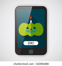 pumpkin candle flat icon with long shadow,eps10