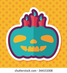 pumpkin candle flat icon with long shadow,eps10