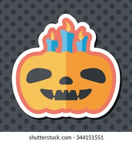 pumpkin candle flat icon with long shadow,eps10
