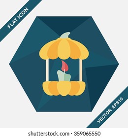 pumpkin candle flat icon with long shadow,eps10