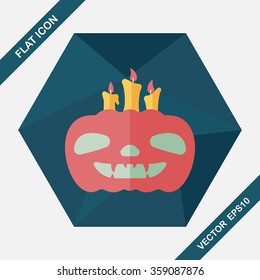 pumpkin candle flat icon with long shadow,eps10