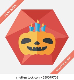 pumpkin candle flat icon with long shadow,eps10
