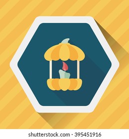 pumpkin candle flat icon with long shadow,eps10