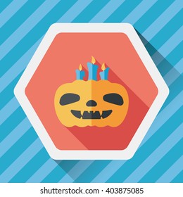 pumpkin candle flat icon with long shadow,eps10