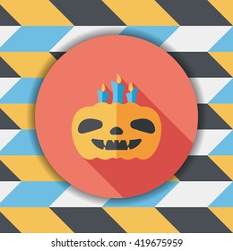 pumpkin candle flat icon with long shadow,eps10